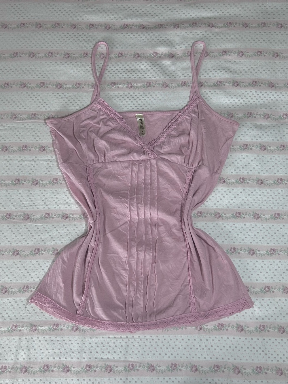 Mystree Light Pink Lace-Trim Cami